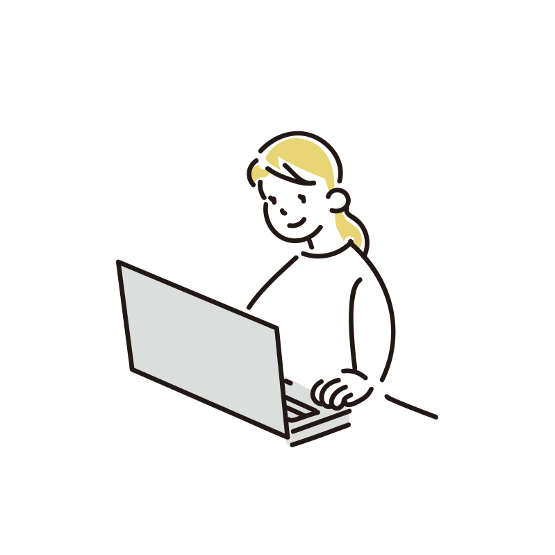 パソコンを使う女性のイラスト