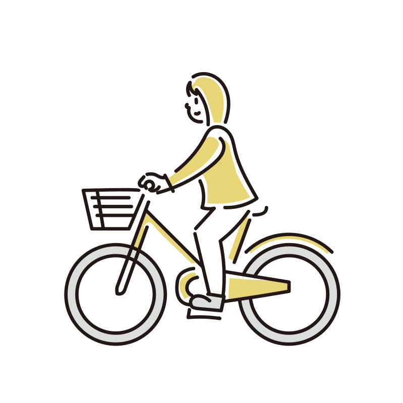 自転車に乗る女性のイラスト