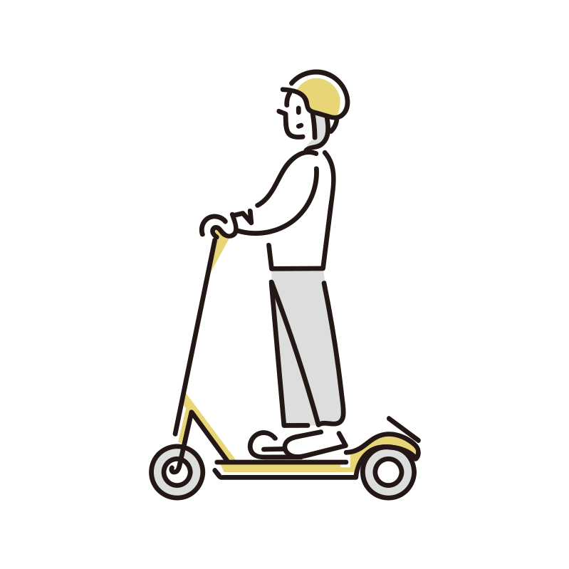 電動キックボードに乗る人のイラスト