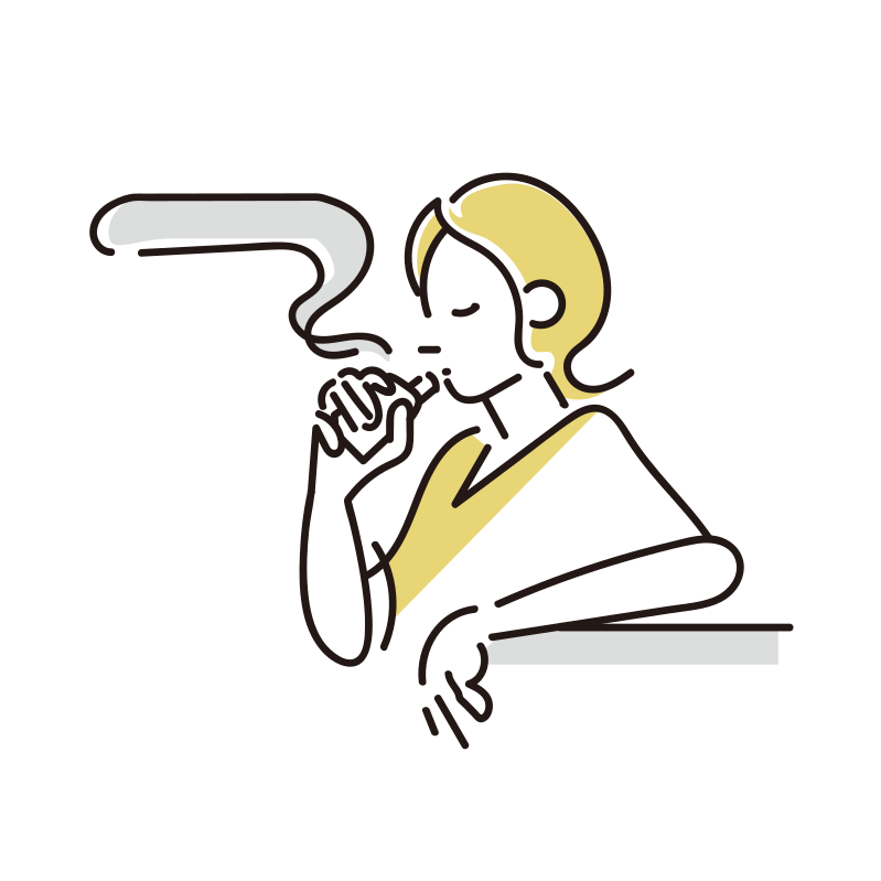 電子タバコを吸う女性のイラスト