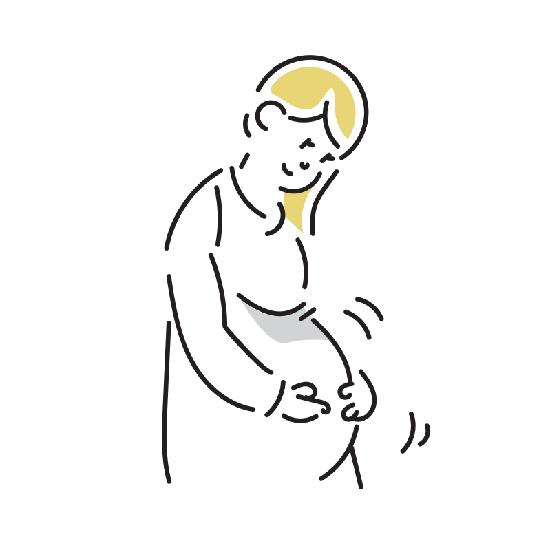 胎動を感じている妊婦のイラスト