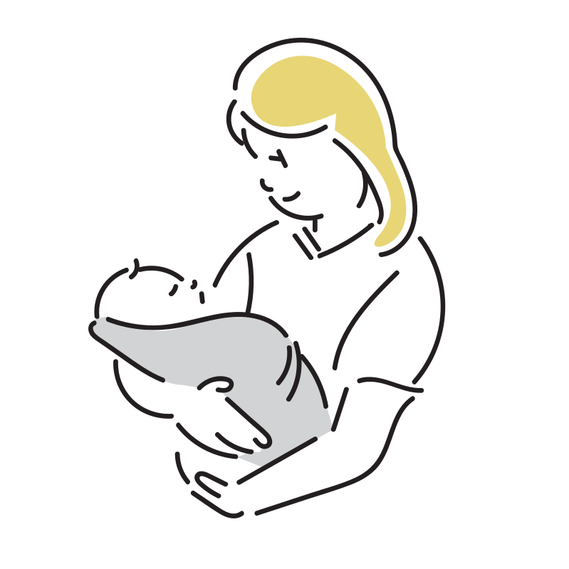 赤ちゃんを抱いているお母さんのイラスト