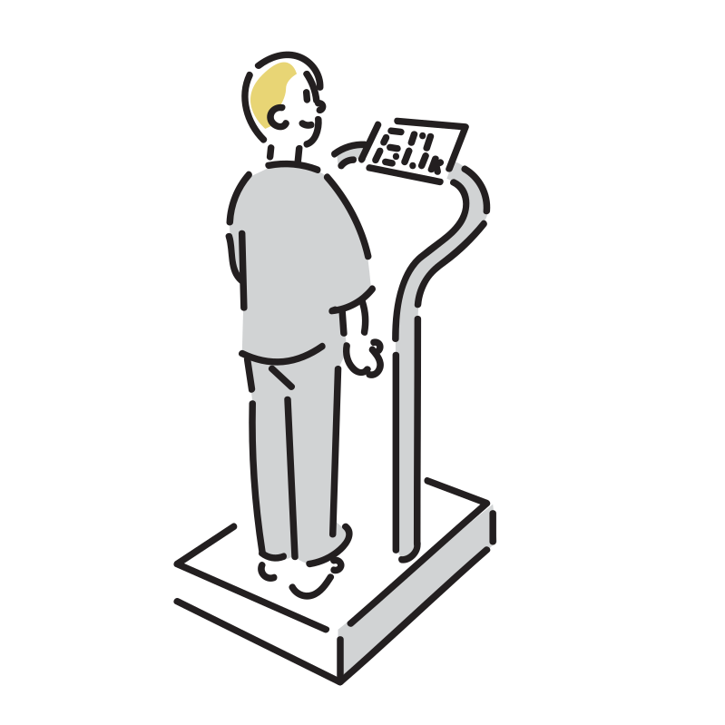 体重測定する男性のイラスト