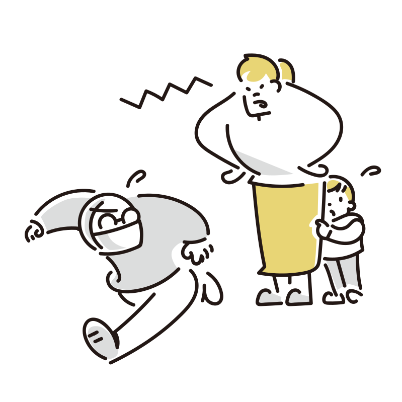不審者を追い払う大人のイラスト