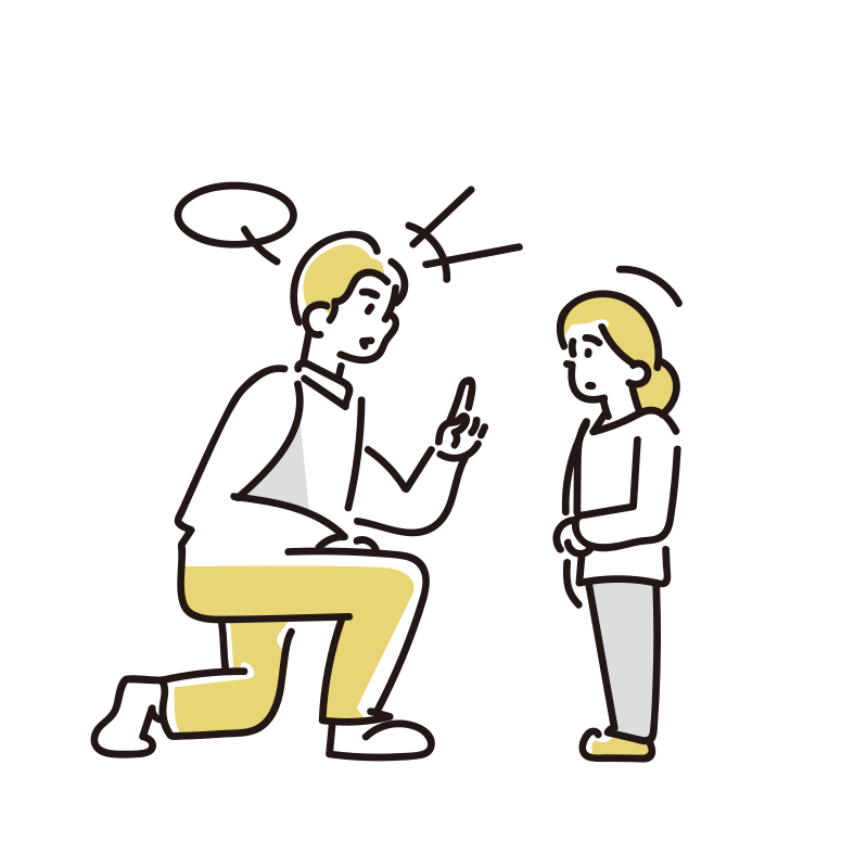 大人の話を真面目に聞く児童・小学生の子供のイラスト