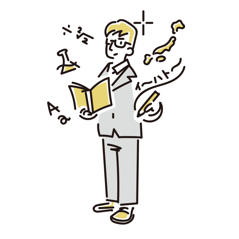 勉強好きの男子学生のイラスト（中学生・高校生）