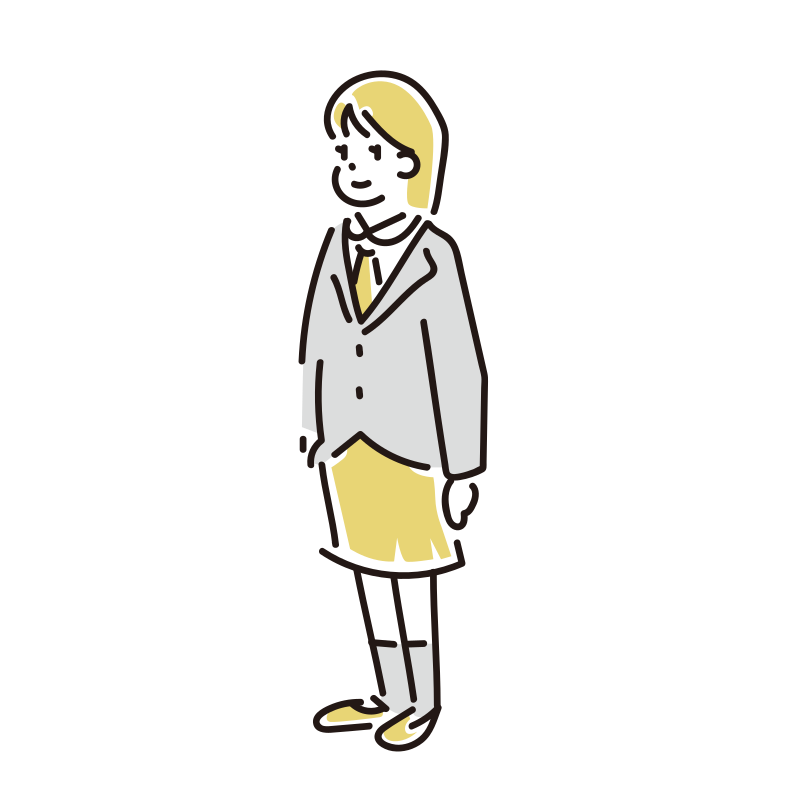 女子学生のイラスト（中学生・高校生）