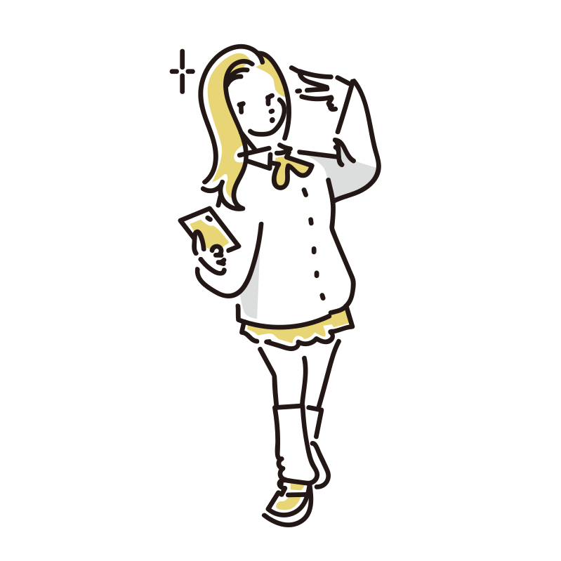 平成ギャルのイラスト（中学生・高校生）