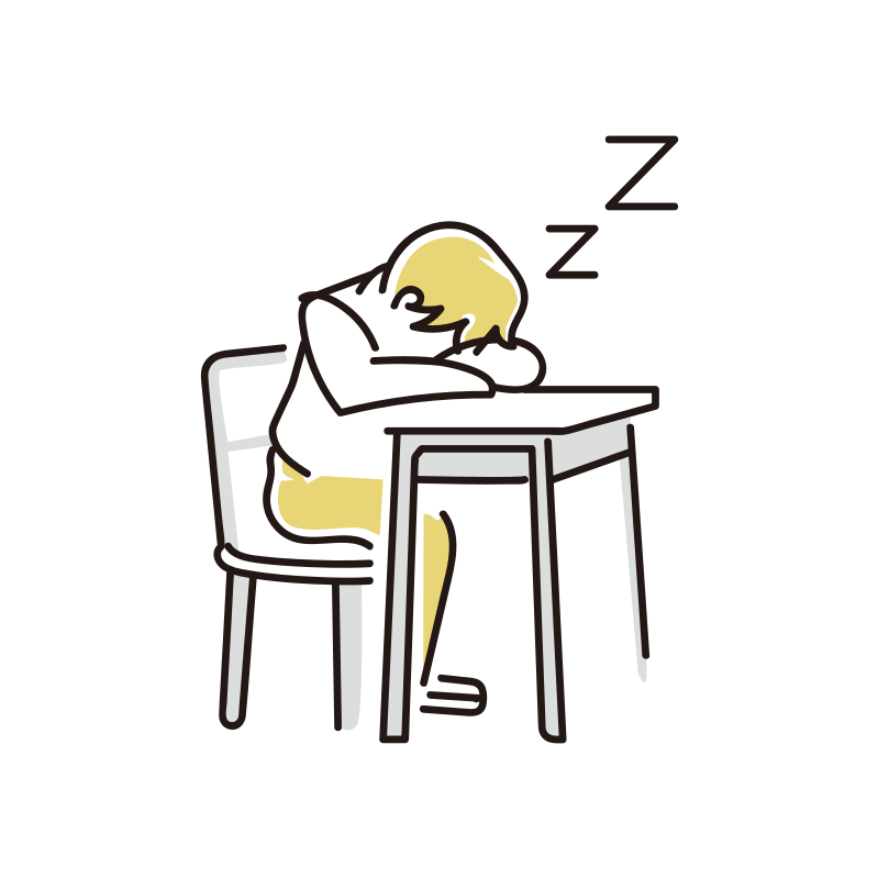 居眠りする男子学生のイラスト