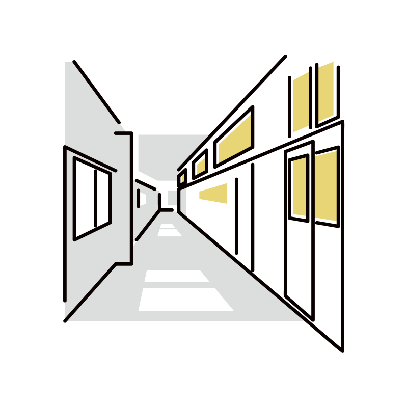 学校の廊下のイラスト