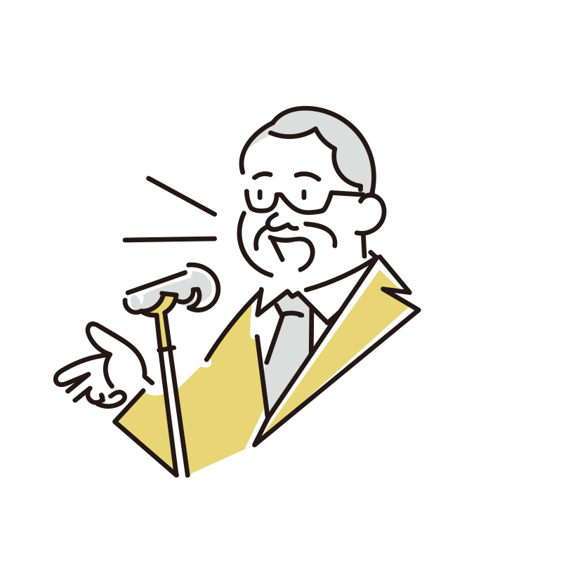 スピーチする校長のイラスト（男性）