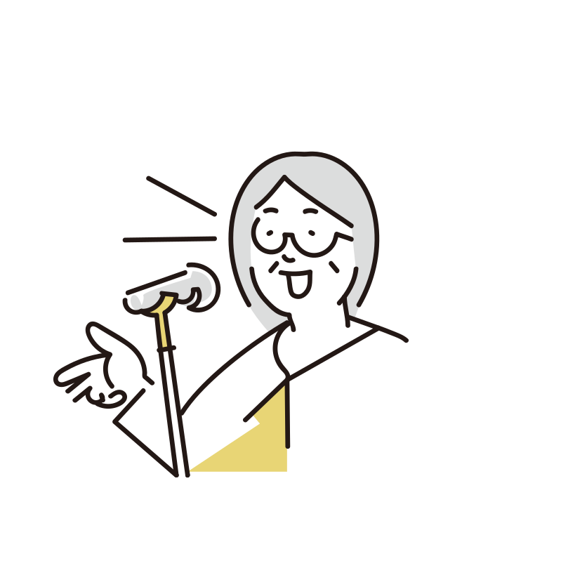 スピーチする校長のイラスト（女性）