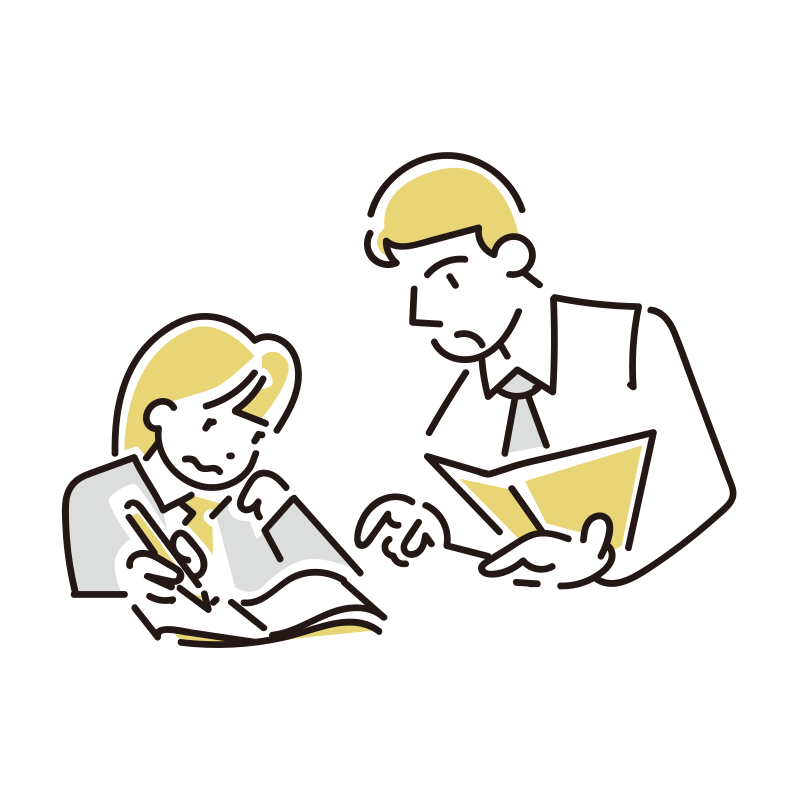 教える教師と学生のイラスト