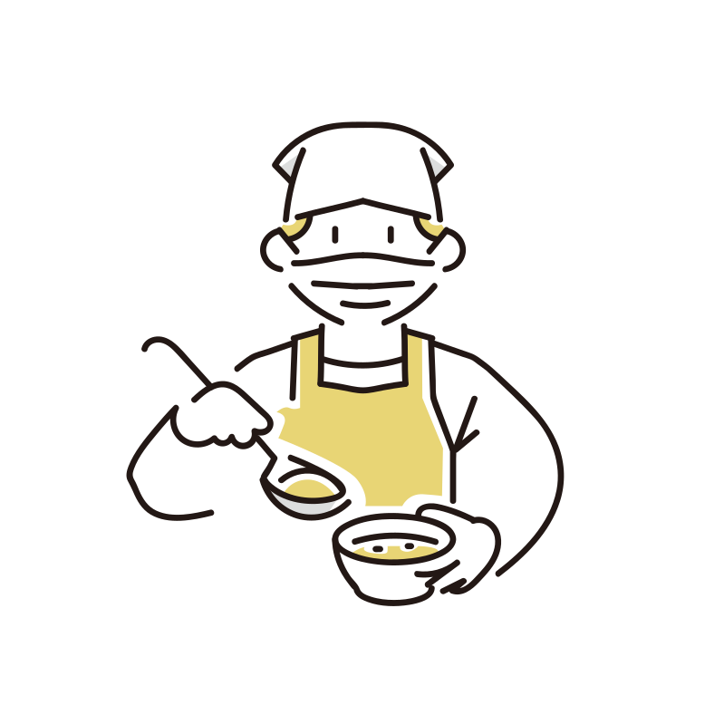 給食を配る人のイラスト
