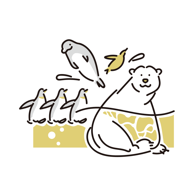 雪国の動物達のイラスト