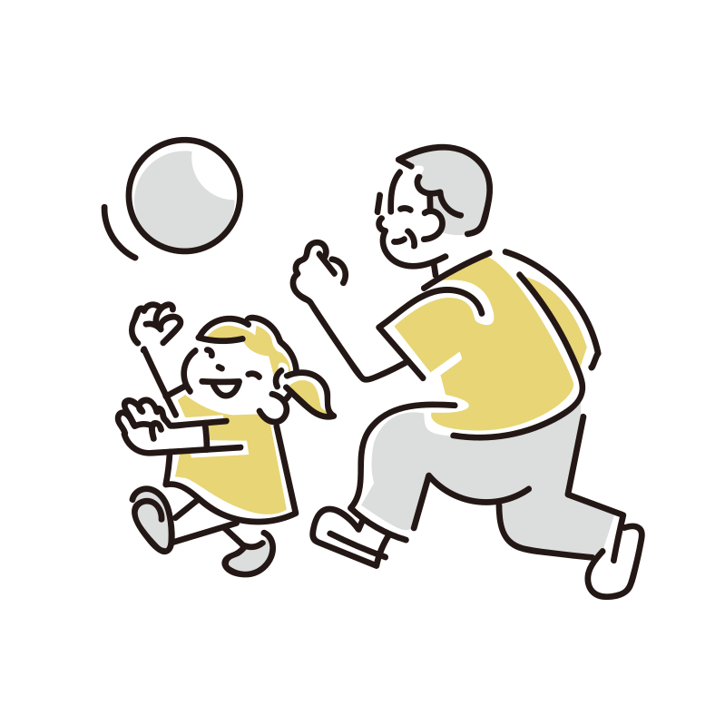 遊ぶ老人と子供のイラスト