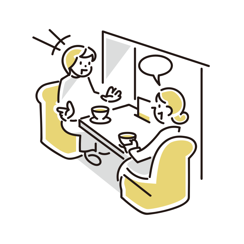 お店で会話する人のイラスト