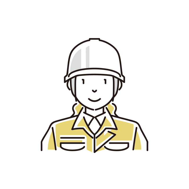 女性作業員のイラスト（ヘルメット）