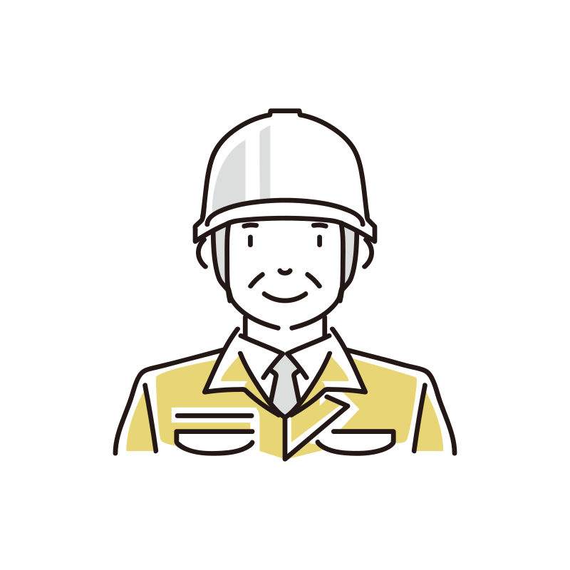 中年男性作業員のイラスト（ヘルメット）