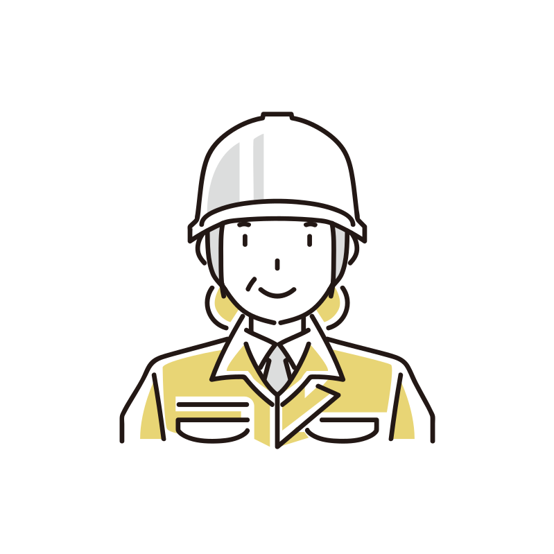 中年女性作業員のイラスト（ヘルメット）