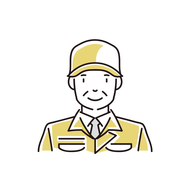 中年男性作業員のイラスト（帽子）