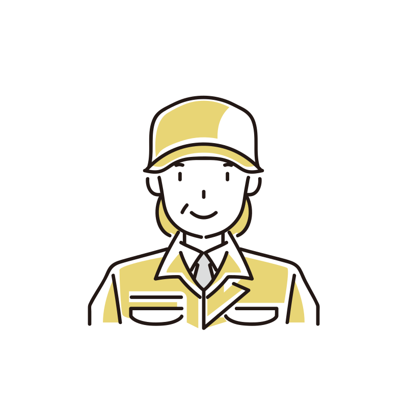 中年女性作業員のイラスト（帽子）