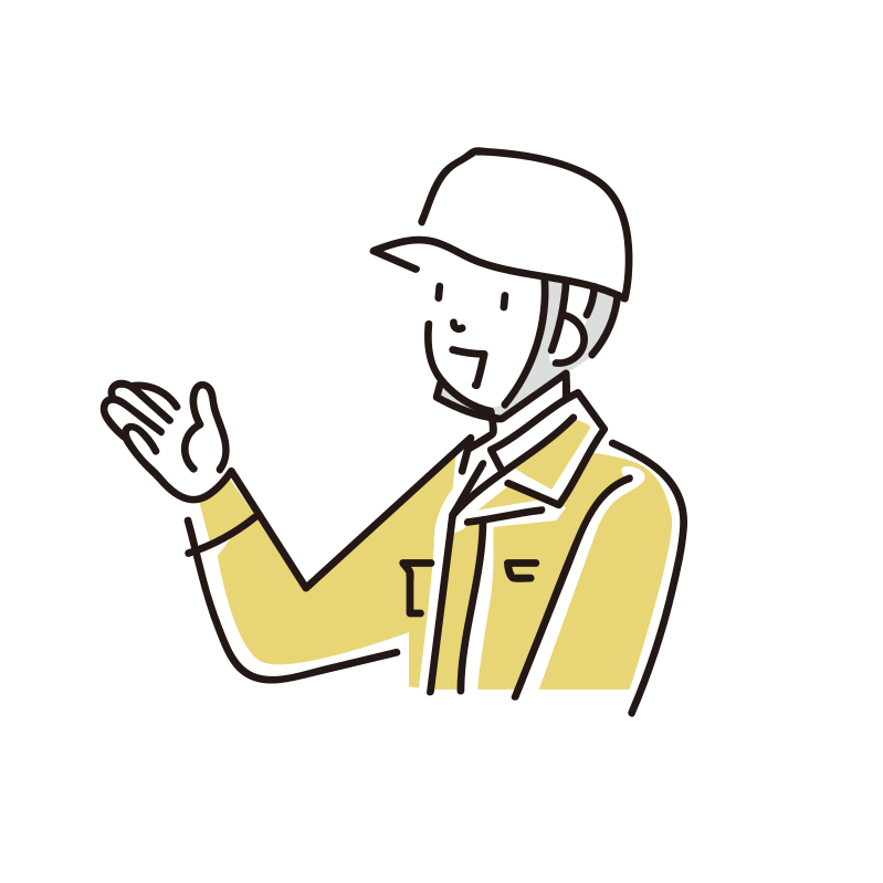 案内する作業員男性のイラスト