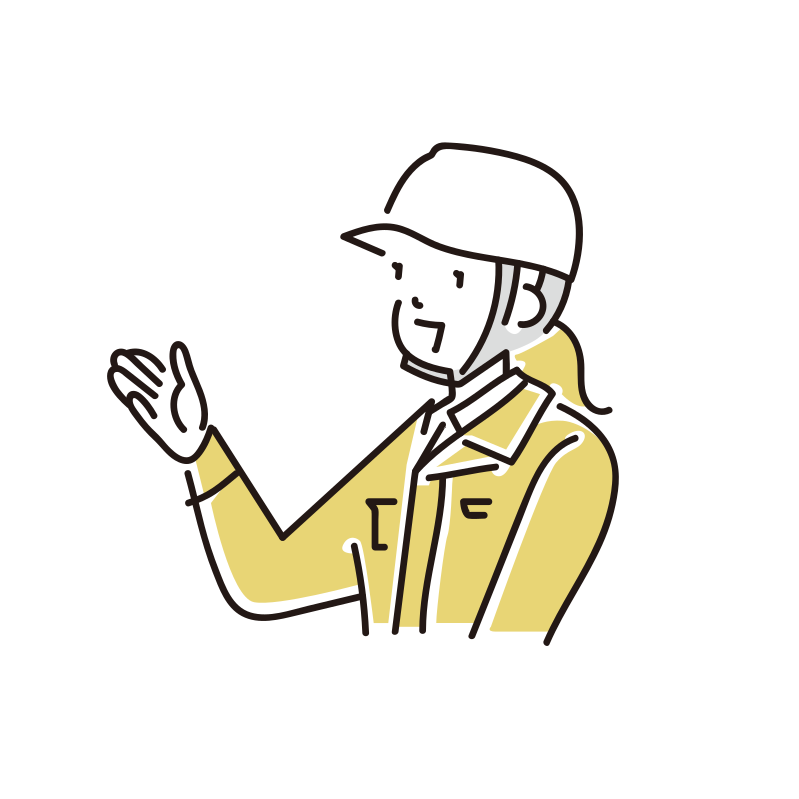 案内する作業員女性のイラスト