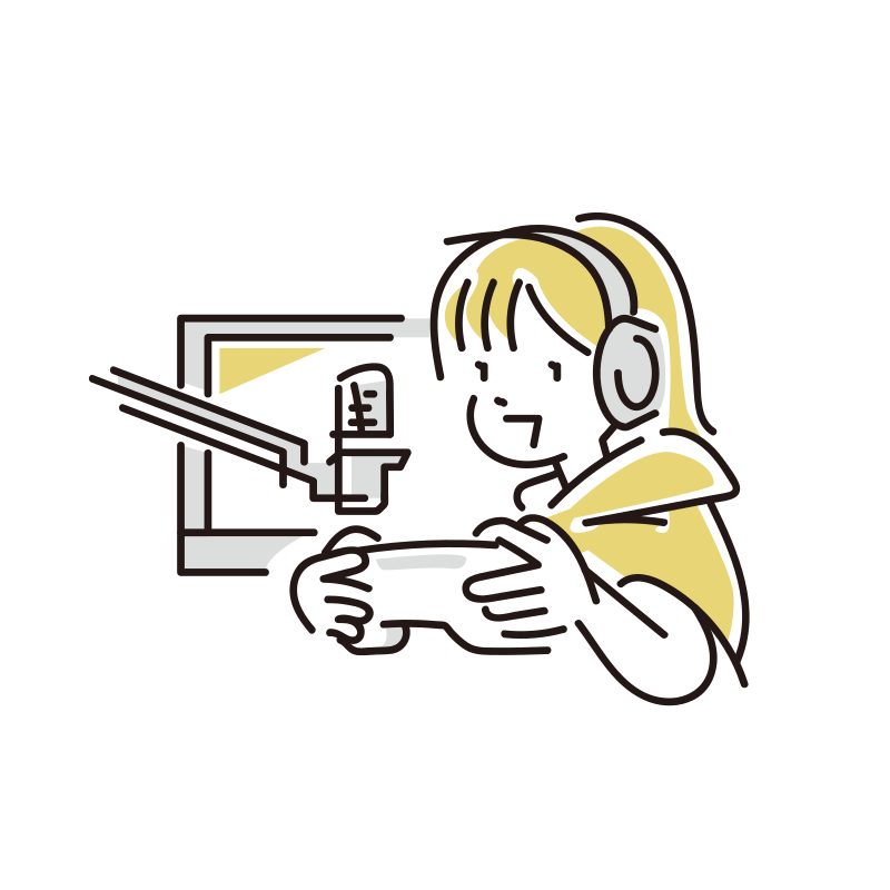 女性ゲーム実況配信者のイラスト