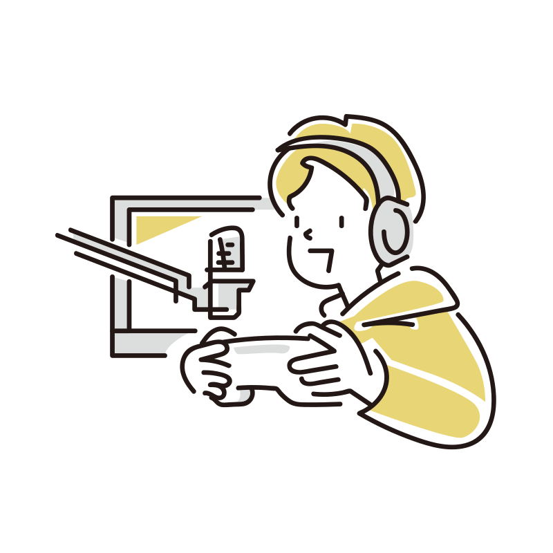 男性ゲーム実況配信者のイラスト