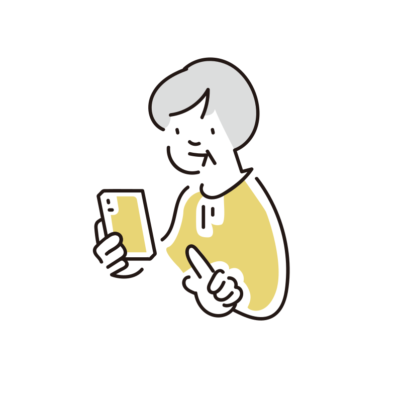 スマホとシニア女性のイラスト