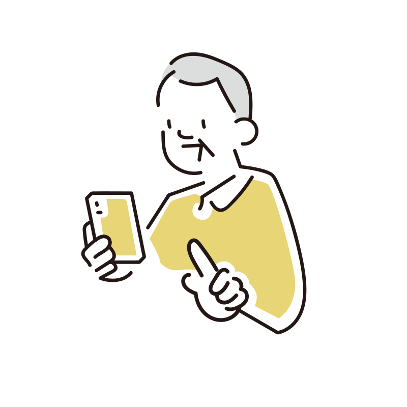 スマホとシニア男性のイラスト