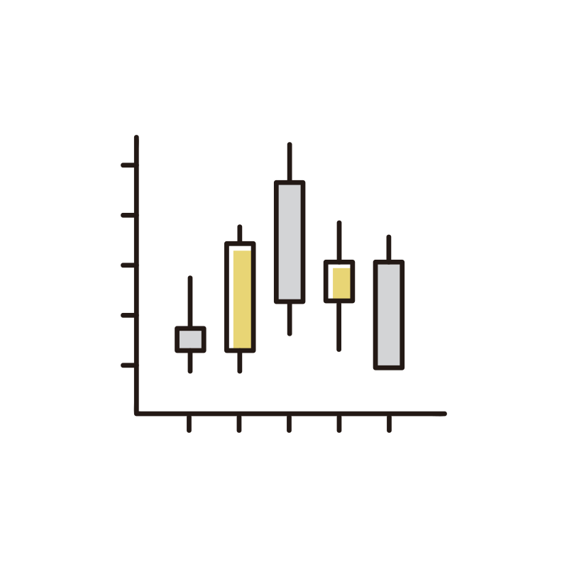 株チャートのイラスト（ローソク足）