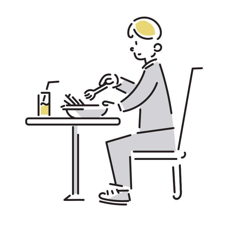食事をするビジネスマンのイラスト(男性)