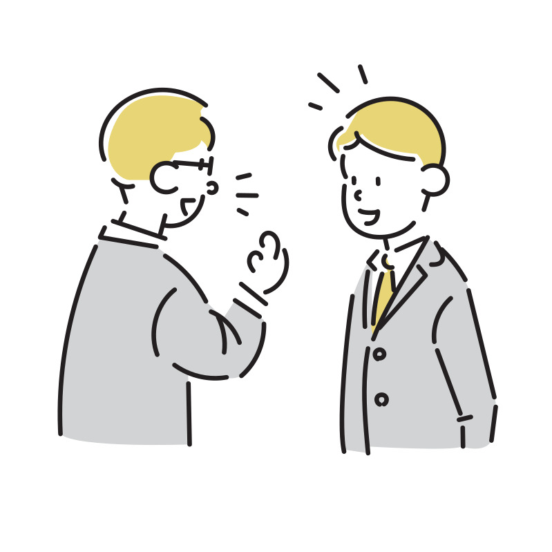 会話をするビジネスマンのイラスト(男性)