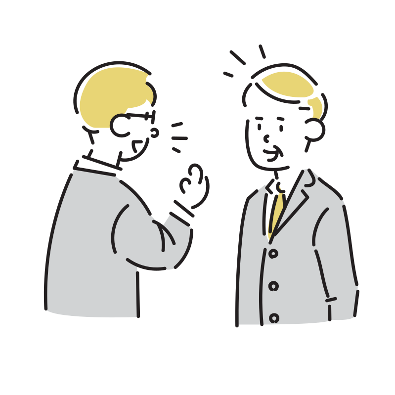 会話をするビジネスマンのイラスト(おじさん)