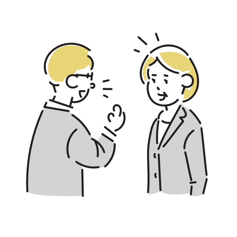 会話をするビジネスマンのイラスト(おばさん)