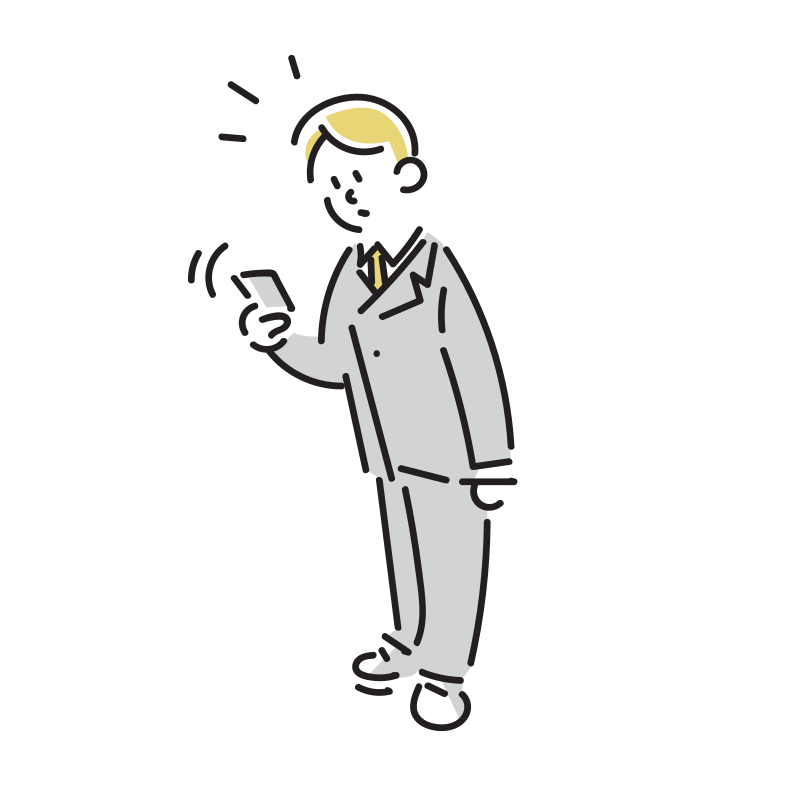 電話がかかってくるビジネスマンのイラスト(男性)