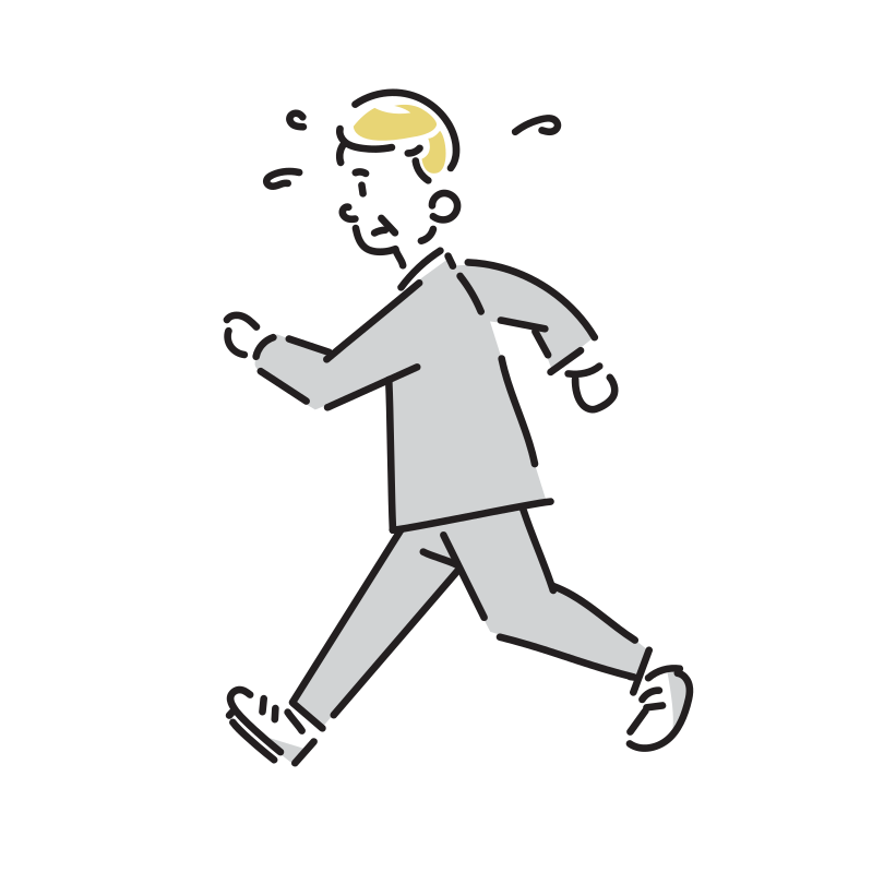 走るビジネスマンのイラスト(おじさん)
