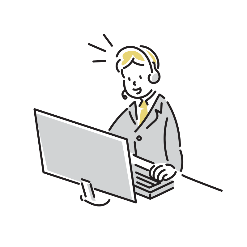 コールセンターで働くビジネスマンのイラスト(男性)
