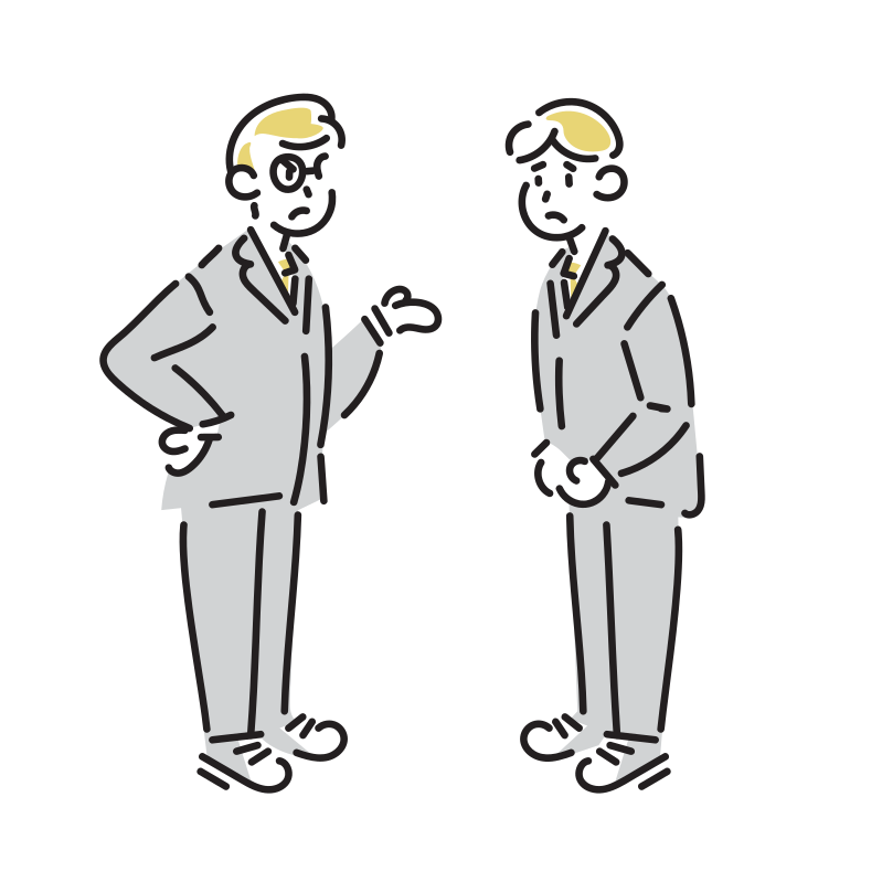 取引先に怒られるビジネスマンのイラスト(男性)