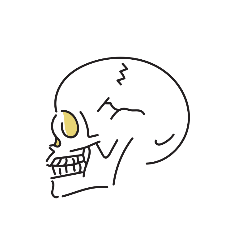 頭蓋骨のイラスト 横 Loose Drawing 無料で商用利用可なフリーイラスト