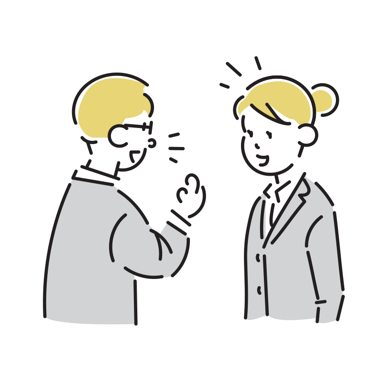会話をするビジネスマンのイラスト(女性)
