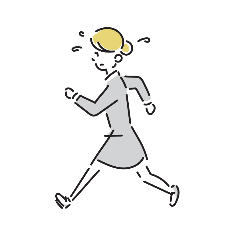 走るビジネスマンのイラスト(女性)