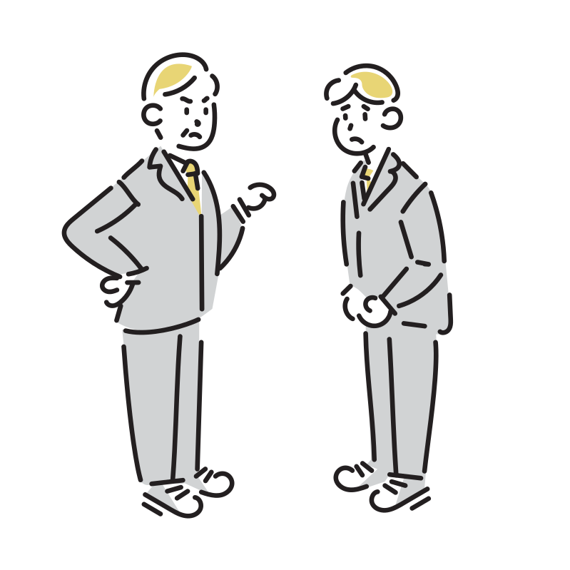 上司に怒られるビジネスマンのイラスト(男性)