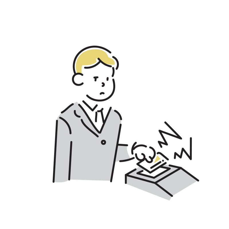 改札に入れないビジネスマンのイラスト(男性)