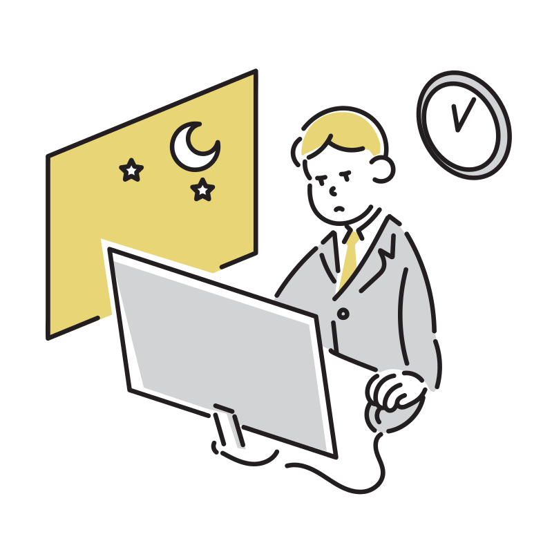 残業するビジネスマンのイラスト(男性)