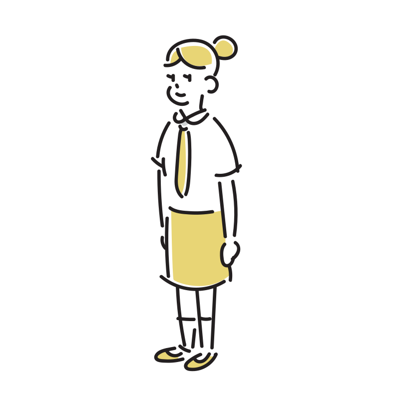 夏服の女子学生のイラスト(中学生・高校生)