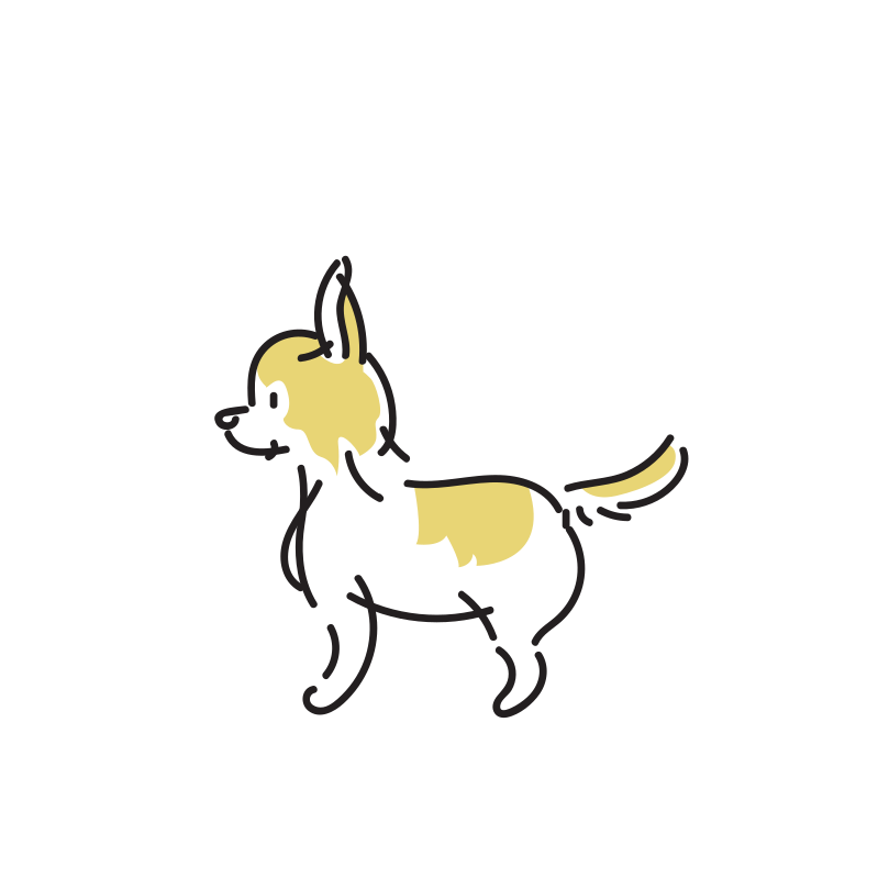 横を向いた犬のイラスト 小型犬 Loose Drawing