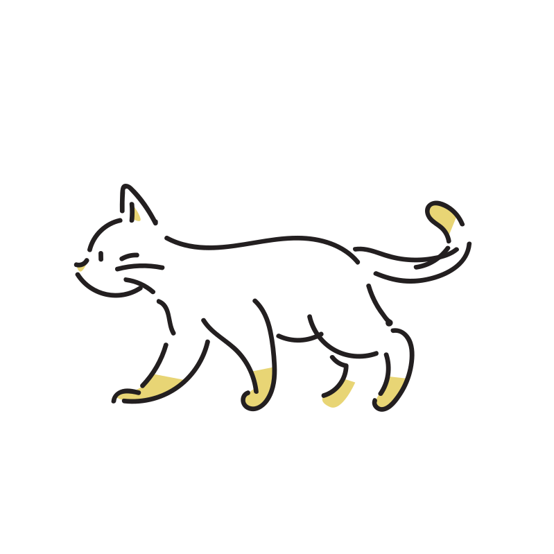 歩く猫のイラスト Loose Drawing